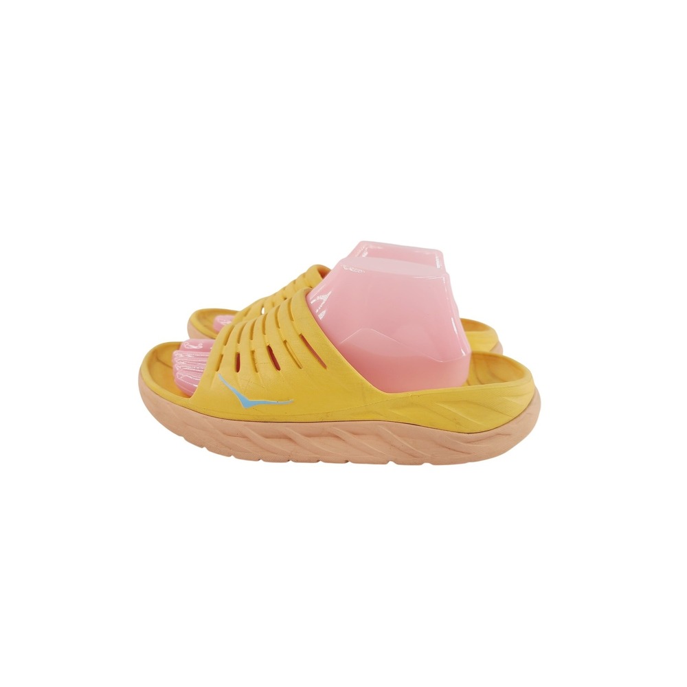 HOKA One One, Open Toe Synthetic Casual Slide Sandals, Women,‎ Size 9, Yellow.